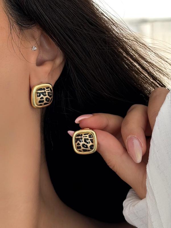 گوشواره مربع پلنگی