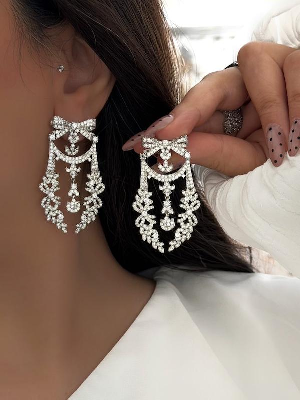 گوشواره جواهری پاپیون پرکار