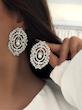 گوشواره جواهری بته جقه دایره تک مروارید