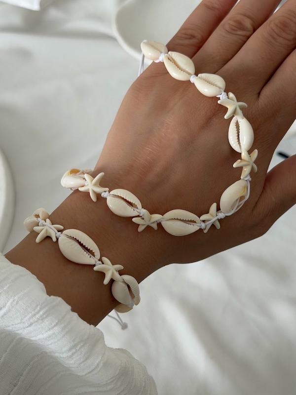گردنبند و دستبند ستاره و صدف دریایی نخی(جدا قابل سفارش)