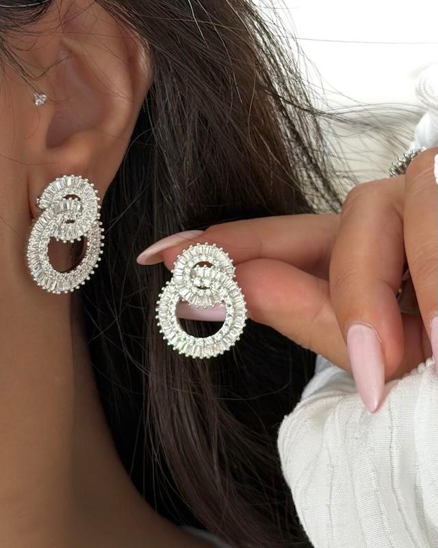 گوشواره جواهری نگینی دایره