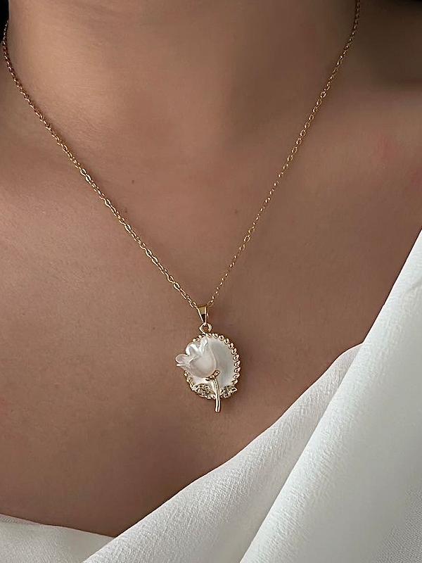 گردنبند گل لاله و قاب (۳رنگ)