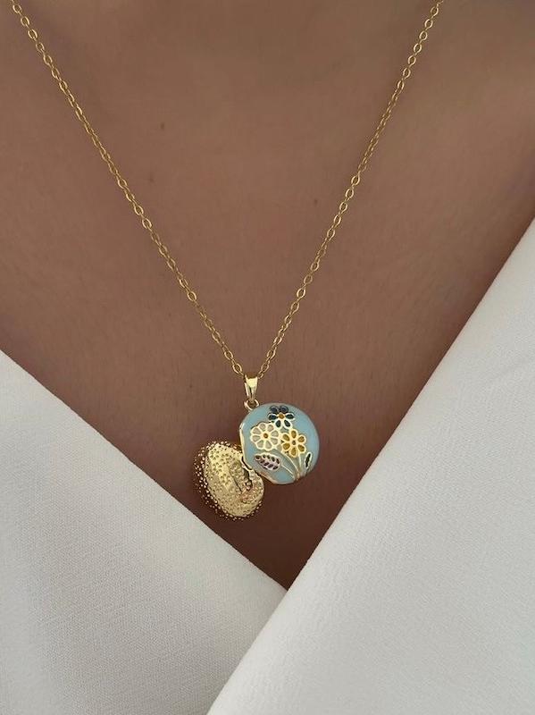 گردنبند قاب عکس آبی