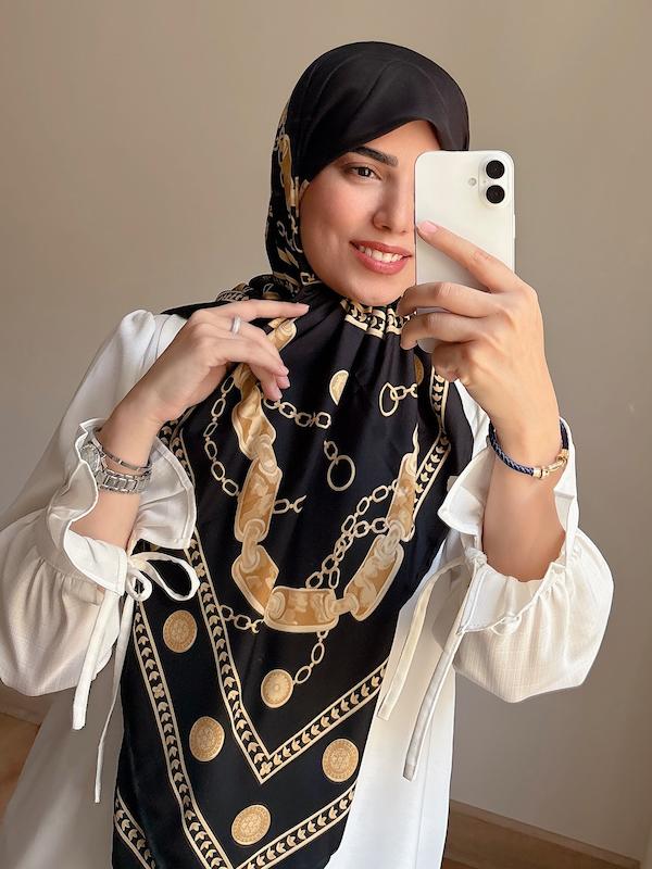 روسری ابریشم توییل زنجیری