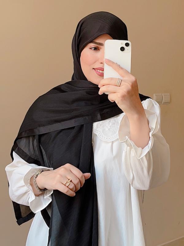روسری نخ ژاکارد حاشیه روبانی
