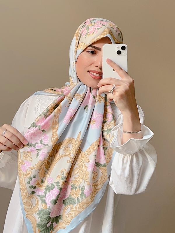 روسری ابریشم ژاکارد بهارناز