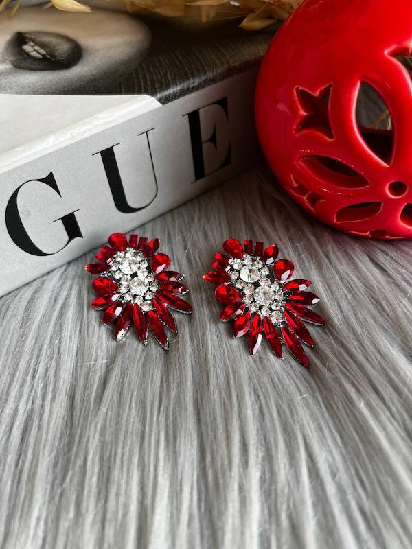 گوشواره قرمز جواهری 