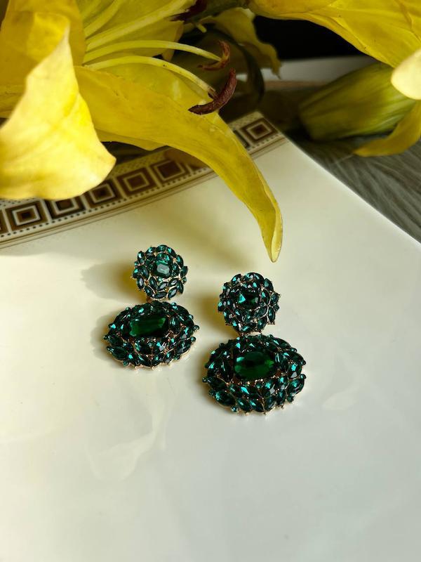 گوشواره سبز جواهری 