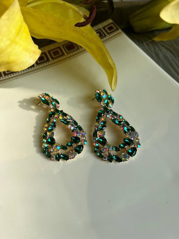 گوشواره سبز جواهری 