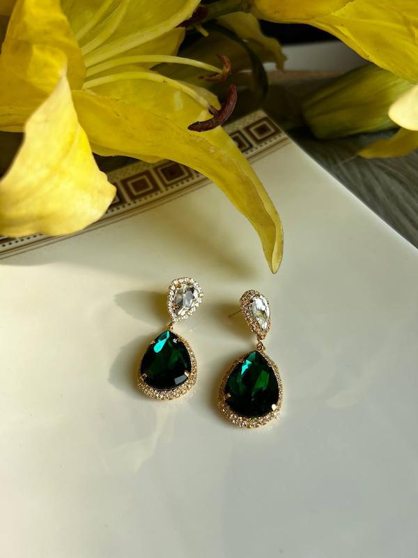 گوشواره سبز جواهری 