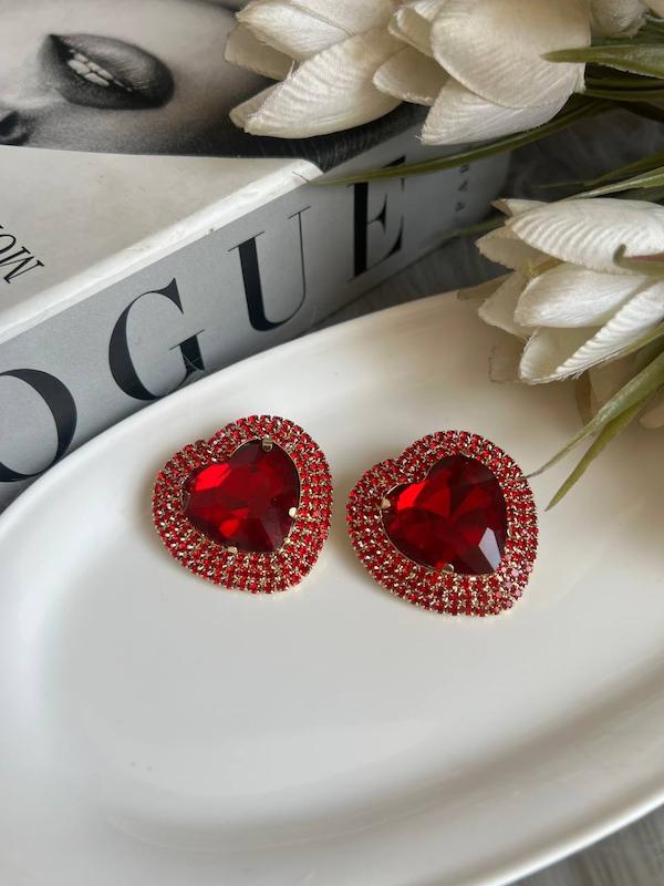 گوشواره قرمز جواهری 