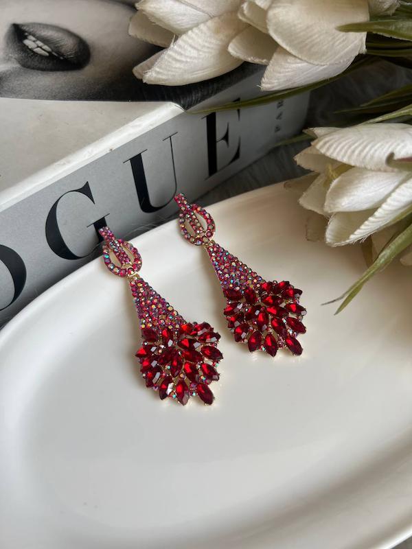 گوشواره قرمز جواهری 