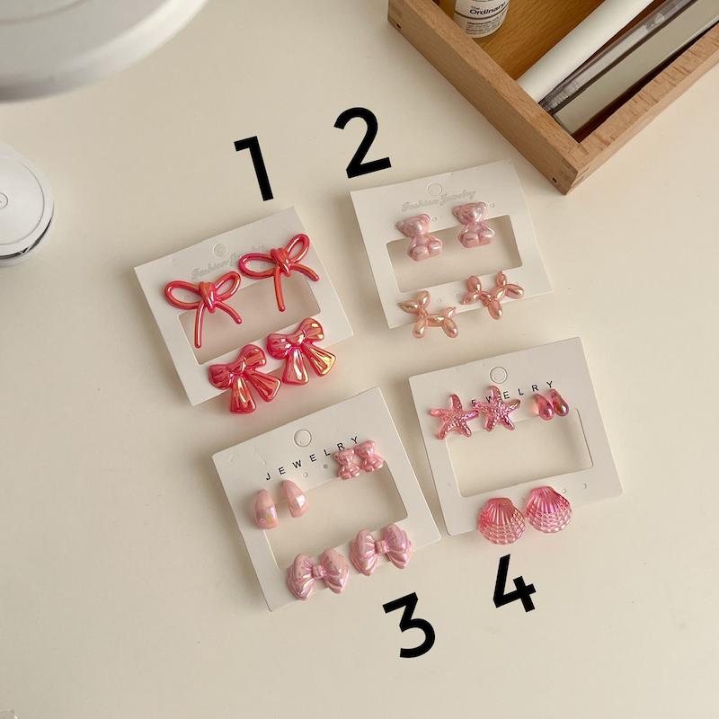 پک ۴ عددی گوشواره های صورتی