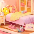 پازل ۳ بعدی خانه مینیاتوری روبوتایم طرح اتاق خواب صورتی-Rolife Lovely Pink Bedroom Super Creator Miniature House DW016