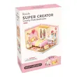 پازل ۳ بعدی خانه مینیاتوری روبوتایم طرح اتاق خواب صورتی-Rolife Lovely Pink Bedroom Super Creator Miniature House DW016