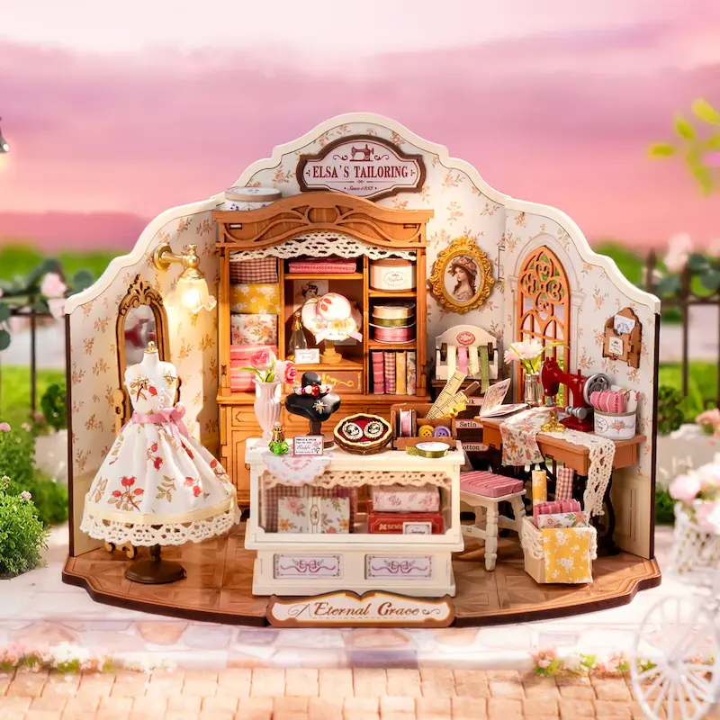 پازل ۳ بعدی خانه مینیاتوری روبوتایم طرح خیاط خانه السا- Rolife Elsa's Tailoring DIY Miniature House DG178