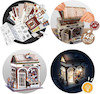 پازل سه بعدی تمام چوبی کتابفروشی-DIY miniature house book store