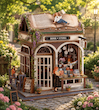 پازل سه بعدی تمام چوبی کتابفروشی-DIY miniature house book store