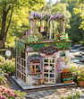 پازل ۳ بعدی تمام چوبی طرح گلفروشی-DIY miniature house flower shop