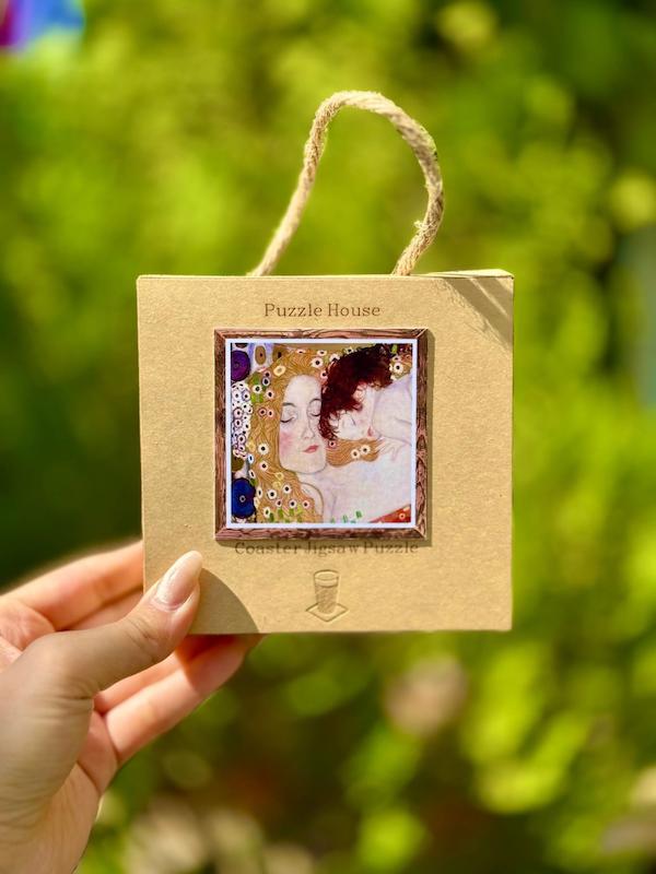 زیر لیوانی پازلی طرح مادر و فرزند اثر گوستاو کلیمت