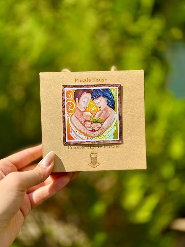 زیر لیوانی پازلی طرح خانواده ۳ نفره