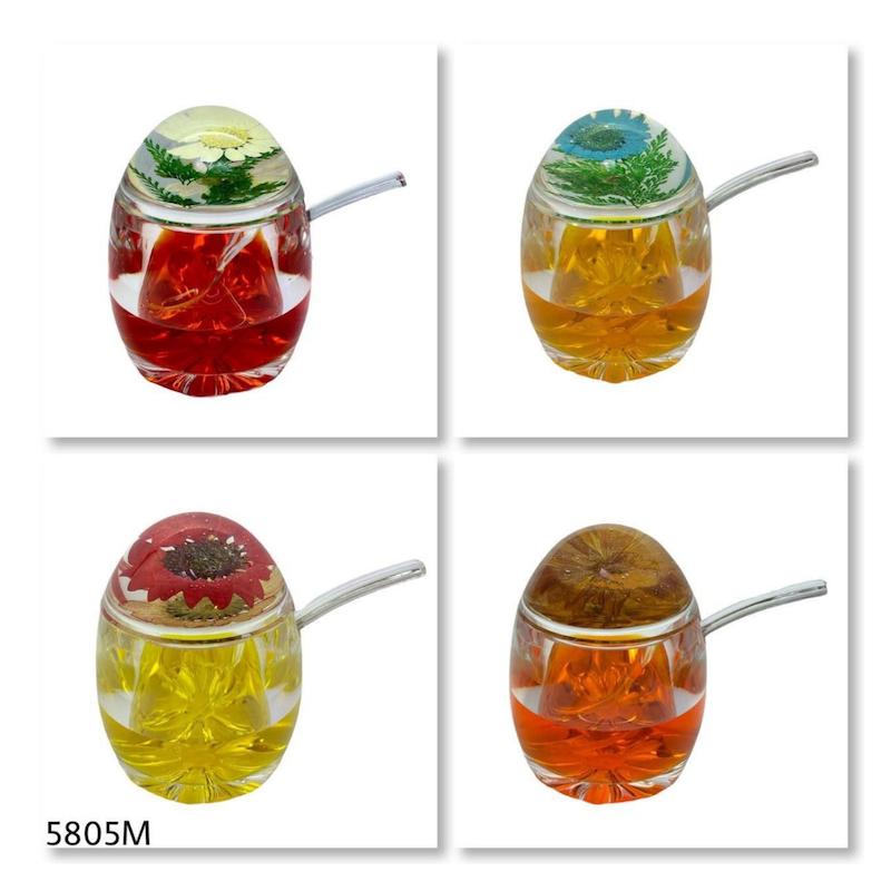 مربا خوری آکرولیک قاشق دار درب گل خشک سایز کوچک کد 5805M