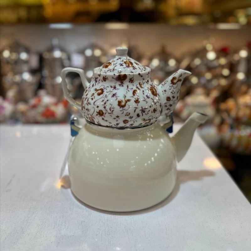 کتری قوری لعابی گلدار وارداتی کد 224