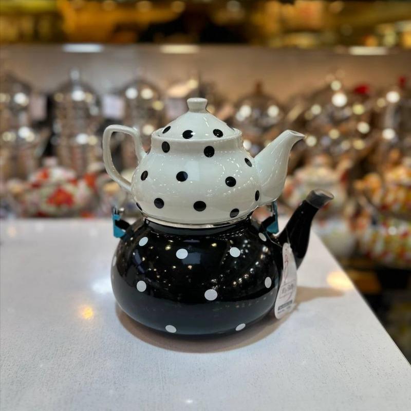 کتری قوری خالدار پر طرفدار برند میس رنگ مشکی