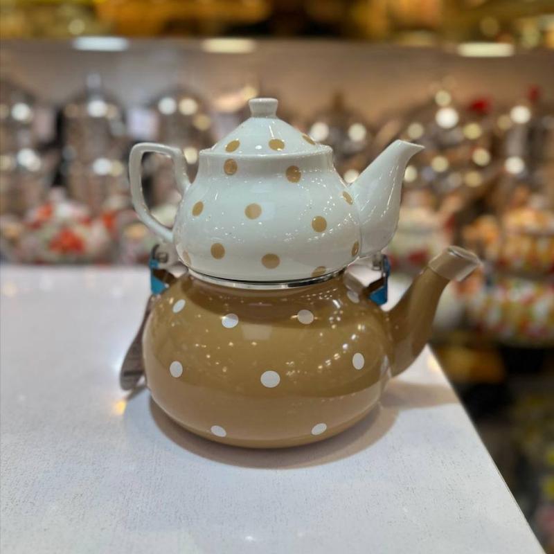 کتری قوری خالدار پر طرفدار برند میس رنگ نسکافه ای