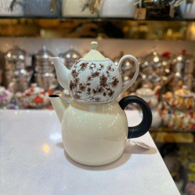 کتری قوری طرح تایلندی برند میس بیتی رنگ کرم