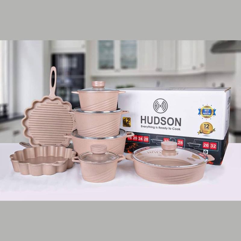 سرویس قابلمه ۱۲ پارچه فلاور رنگ صورتی