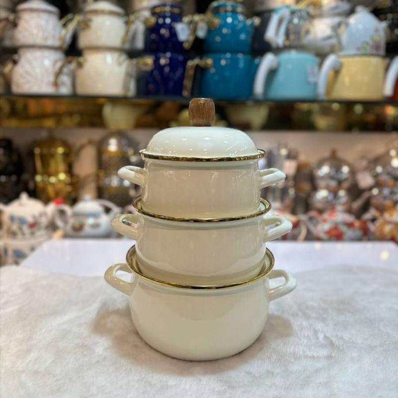 سرویس قابلمه ۳ تایی  وارداتی رنگ سفید 