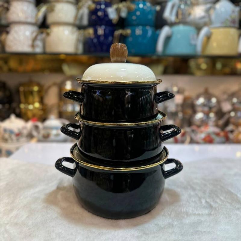 سرویس قابلمه ۳ تایی  وارداتی رنگ مشکی 