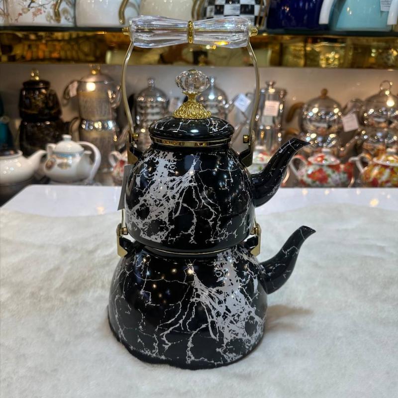 کتری و قوری لعابی جدید دسته بالا کد 30003