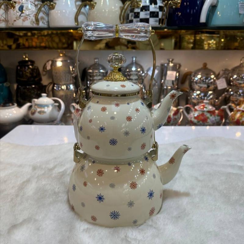 کتری و قوری لعابی جدید دسته بالا کد 30005