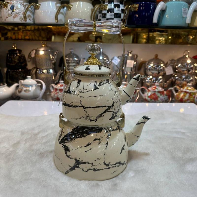 کتری و قوری لعابی جدید دسته بالا کد 30006