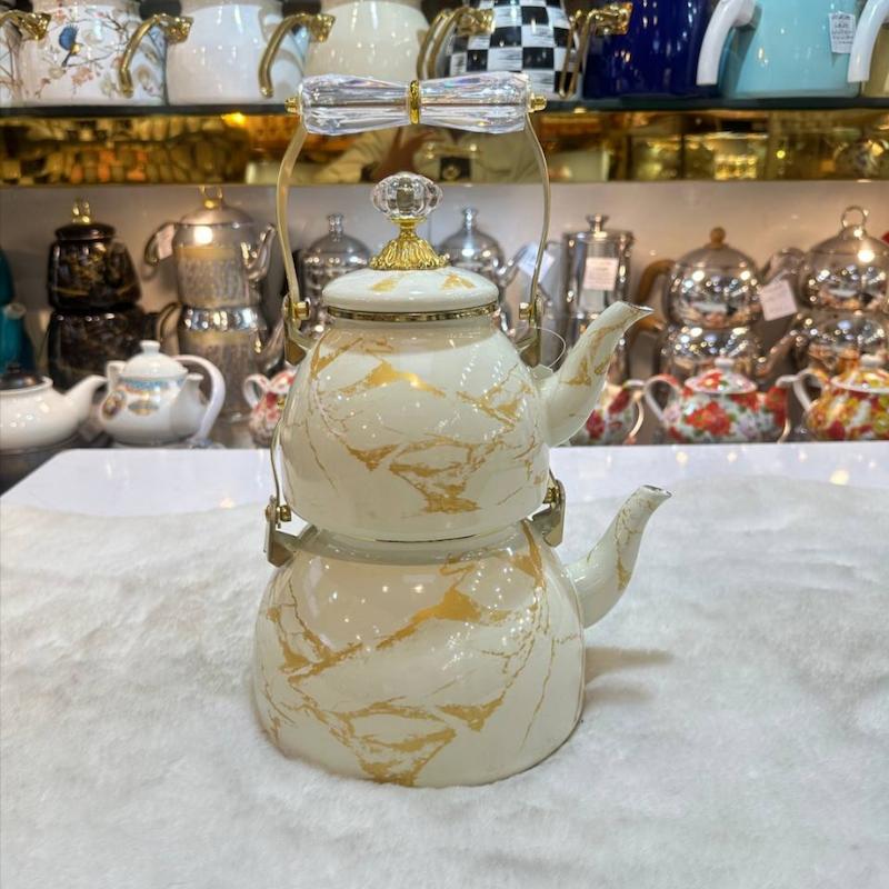 کتری و قوری لعابی جدید دسته بالا کد 30008