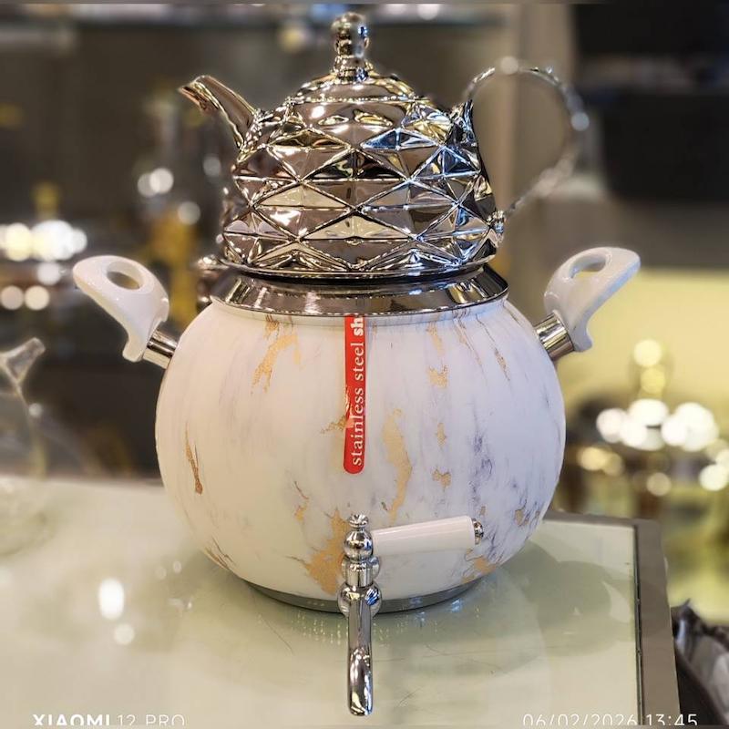 کتری و قوری شیردار ماربل 6 لیتر TM