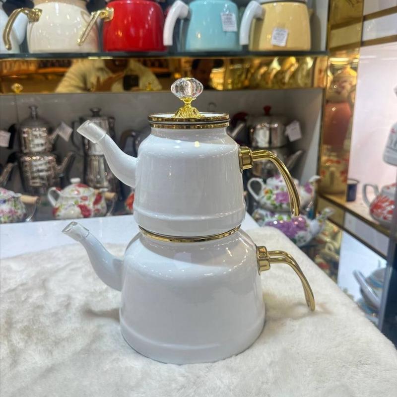 کتری و قوری تمام لعابی ساده کد 7001