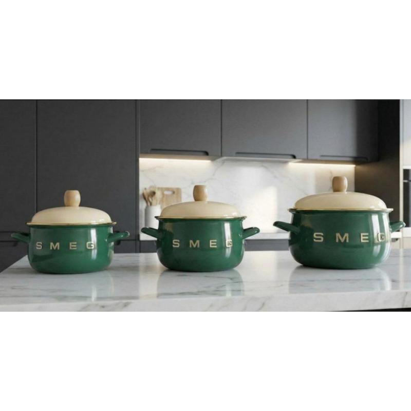 سرویس قابلمه لعابی SMEG اسمگ 6 پارچه رنگ سبز