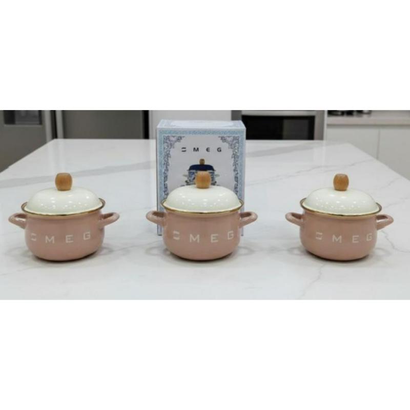سرویس قابلمه لعابی SMEG اسمگ 6 پارچه رنگ کرم