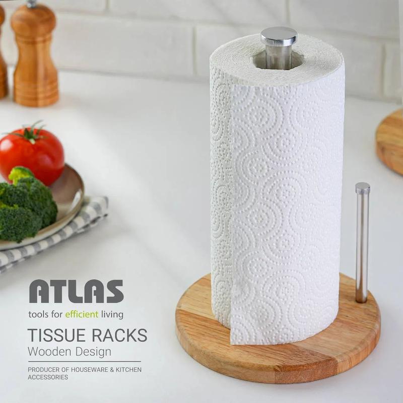 جا دستمال رو میزی چوب استیل اطلس ATLAS مدل ترمه کد 175