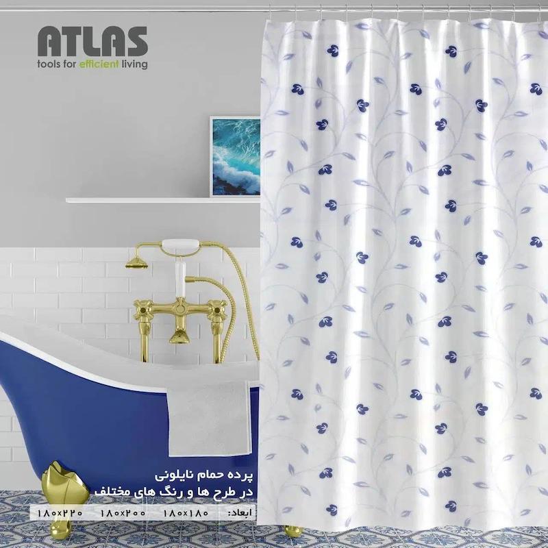 پرده حمام نایلونی بزرگ اطلس ATLAS سایز 200 در 180 کد 566