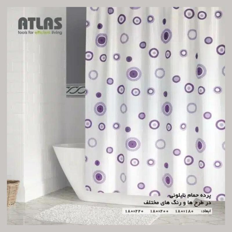 پرده حمام نایلونی کوچک اطلس ATLAS سایز 180 در 180 کد 565