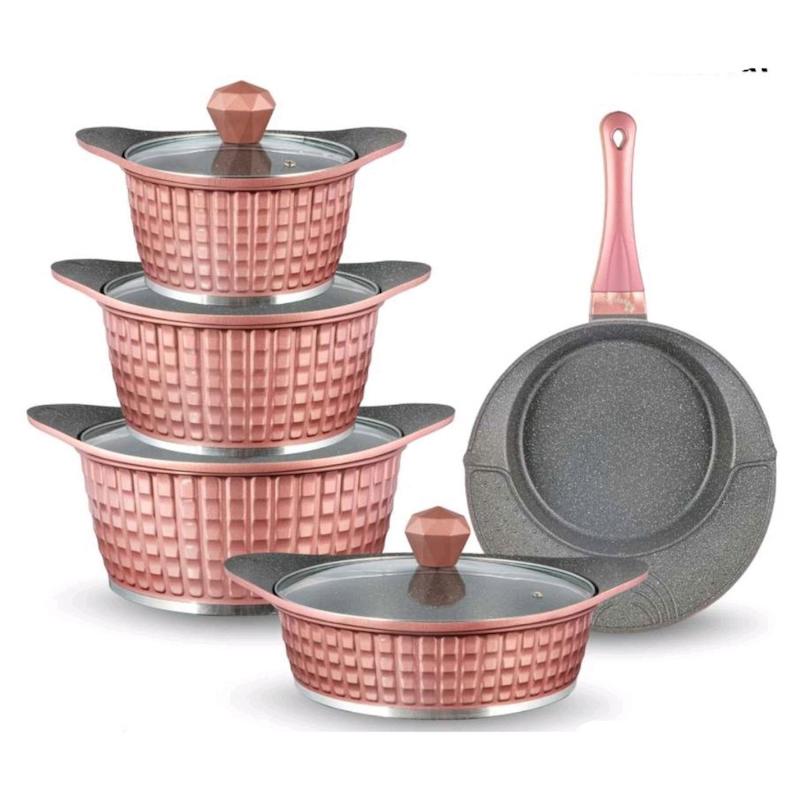 سرویس قابلمه گرانیت 9 پارچه رویال Royal مدل پارادایس دو رو گرانیت