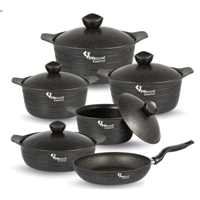 سرویس قابلمه گرانیت 11 پارچه رویال Royal مدل فورج دو رو گرانیت