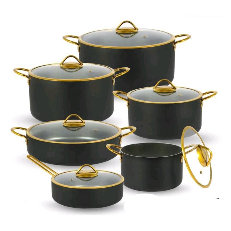 سرویس قابلمه گرانیت 12 پارچه رویال Royal مدل دنیز دو رو گرانیت