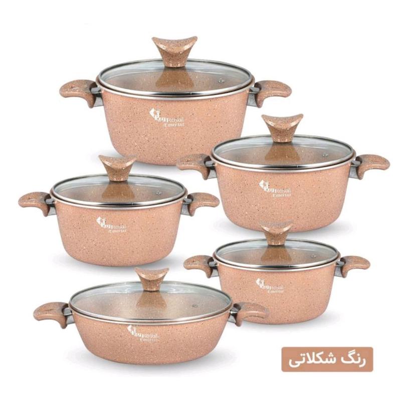 سرویس قابلمه گرانیت 10 پارچه رویال Royal مدل گلدانی دو رو گرانیت