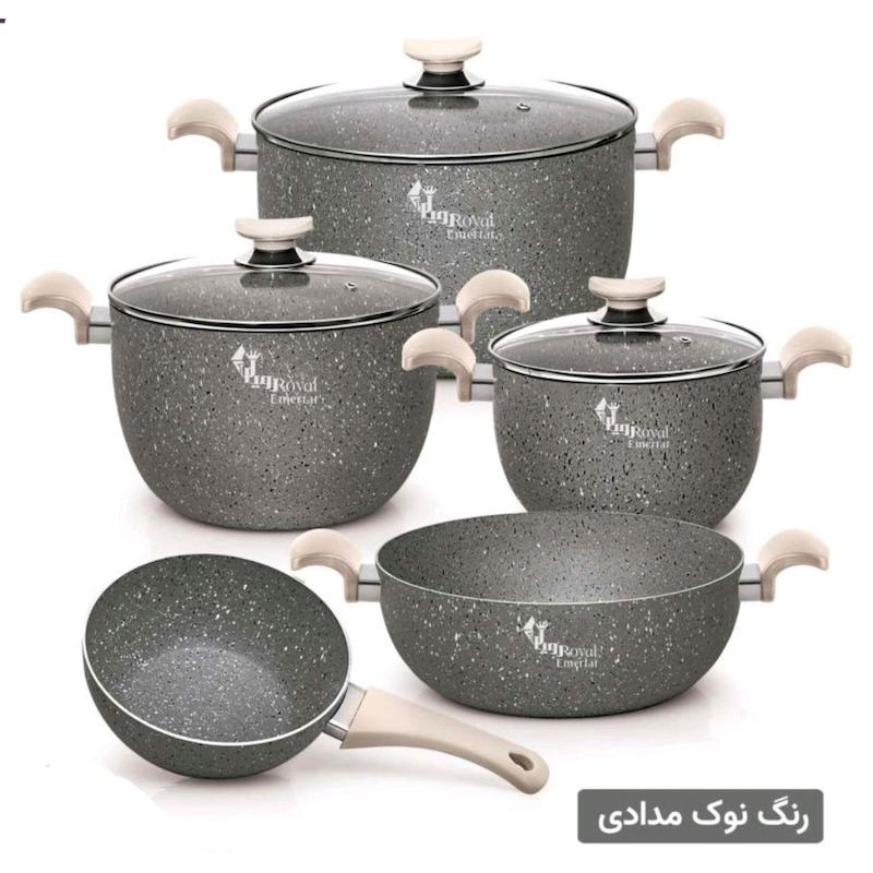 سرویس قابلمه گرانیت 8 پارچه رویال Royal مدل کاسپین دو رو گرانیت