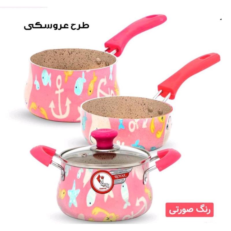 سرویس قابلمه گرانیت 4 پارچه رویال Royal کودک طرح عروسکی دو رو گرانیت